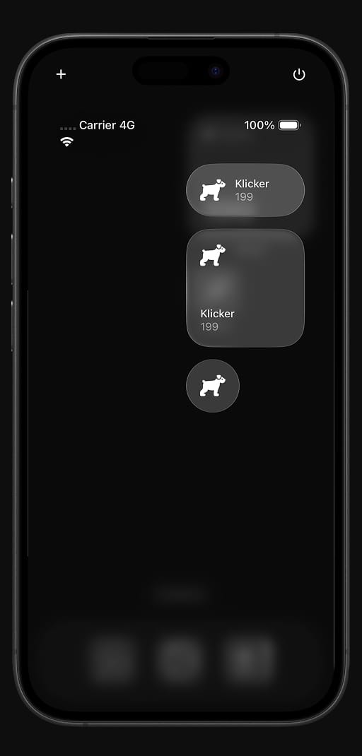 Klicker App Widgets in Control Center